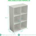 OSCHF 6-Cube Storage Shelf Bookcase - Wooden 3-Tier Floor Standing Open Bookshelf for Home and Office, Display Cabinet, Warm White