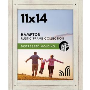Americanflat 11x14 Picture Frame with Polished, Crystal Clear Glass - Hampton Collection - Distressed Wood Picture Frames for Vertical or Horizontal Wall Display - Aspen White