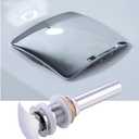 Square pop up drain without overflow chrome for risen bathroom vessel sink universal push button drain non-overflow match with rectanglar faucets