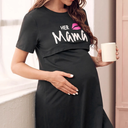 Maternity Lip & Letter Graphic Lounge Dress For Mother, Size M 