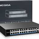 24 Port PoE Switch Unmanaged, 24 Port PoE+@400W, 2 Gigabit Uplink Ports, NICGIGA 26 Port Network Power Over Ethernet Switch, VLAN Mode, 250m Extend, 19 inch RackMount, Plug and Play.