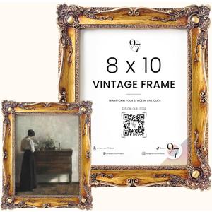 97 Decor Vintage 8x10 Picture Frame Gold - Rustic 8x10 Gold Frame, Ornate Golden Picture Frame 8 x 10, Antique Golden 8 x 10 Frames, Victorian 8 By 10 Frames For Wall Hanging (Classic Gold Rectangle)