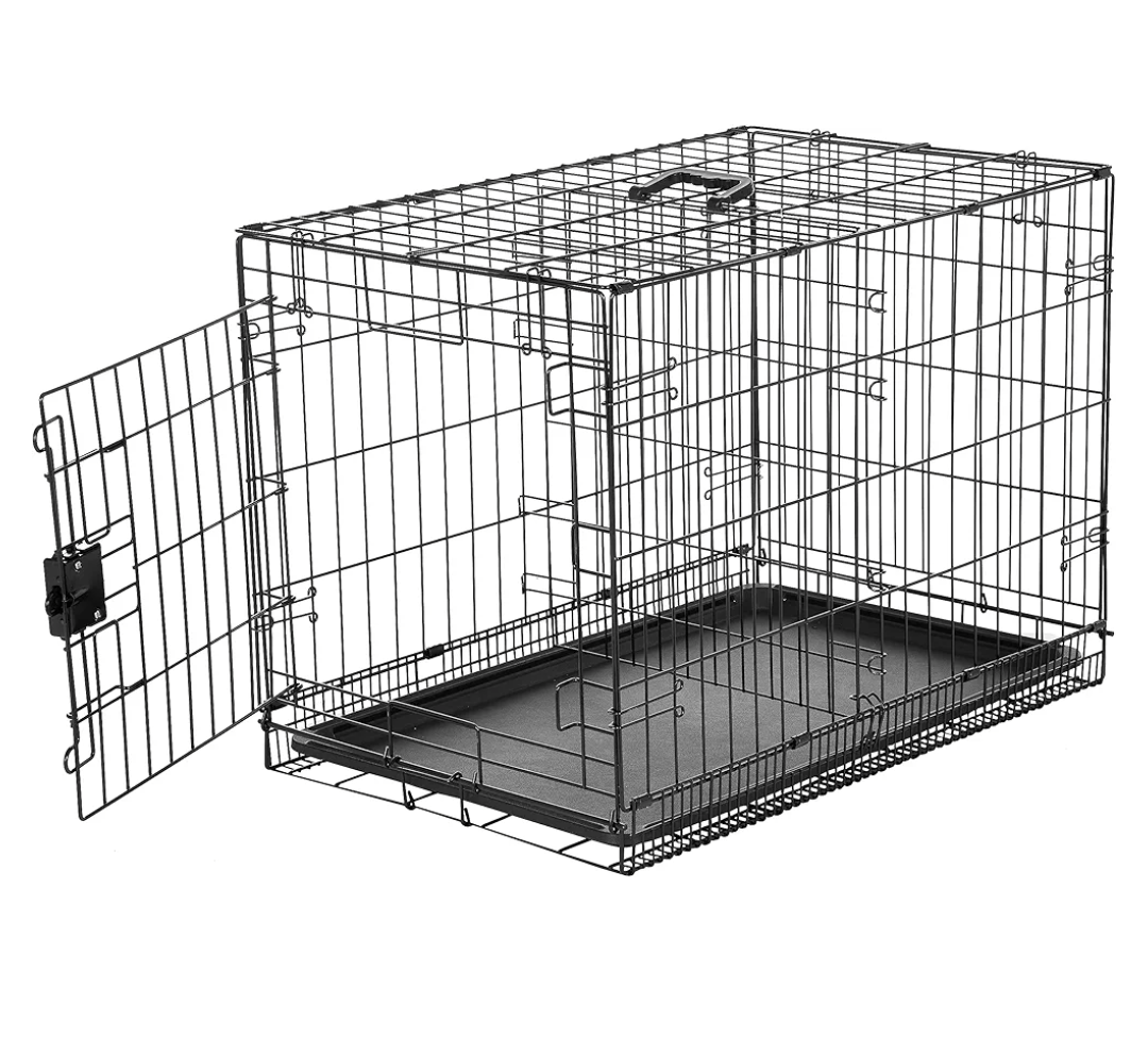 Amazon Basics Durable, Foldable Metal Wire Dog Crate with Tray, Single Door, 30 x 19 x 21 in, Black