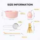 Pink Traditional Matcha Whisk Set, 5 Pcs Japanese Matcha Kit with Chawan Ceramic Bowl with Spout, Chasen Bamboo Whisk and Holder, Scoop, Sifter - Matcha Set Kit Gift for Ceremony Matcha Lattes Lover