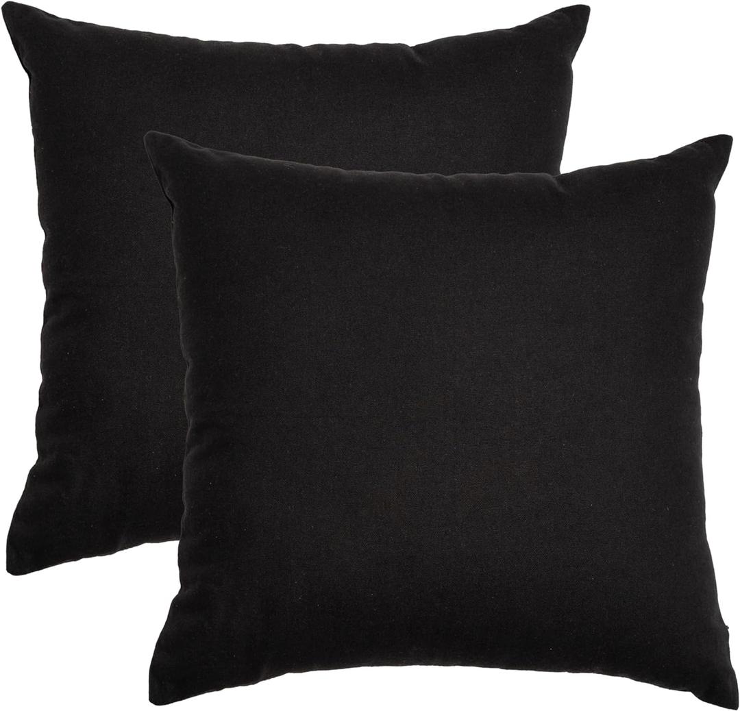 Cotton Throw Pillow Covers Black 24"x24" Set of 2 Decoration Gifts Zippered Throw Pillow Covers for Couch Sofa and Living Room - Outdoor & Indoor Square Pillow Cases -(Covers Only)