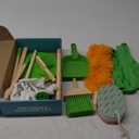 WHOHOLL Wooden Kids Cleaning Toy Set Toddler Broom Set for Housekeeping 8 Pcs Broom and Mop Set for Toddlers 3-5, Baby Cleaning Toys with Dustpan Sponge, Birthday Gifts for Boys and Girls (Green)