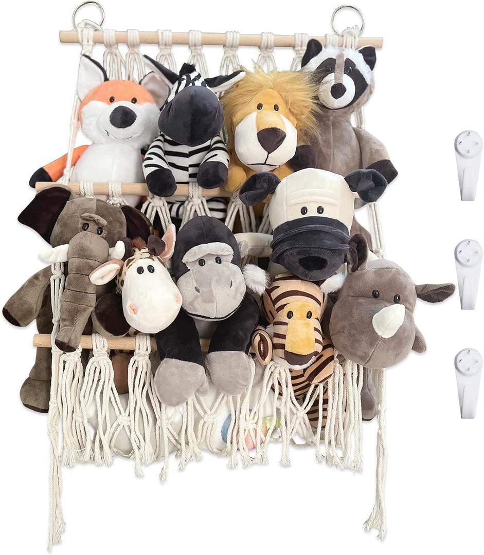 Stuffed Animal Net or Hammock Handmade Toy Hammock Net for Stuffed Animals Corner Wall Hanging for Toy Storage Organizer Holder for Small Stuffed Animal Net