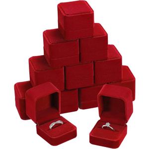 Zhanmai 12 Pcs Valentines Day Velvet Ring Box Jewelry Box Earring Jewelry Case Gift Boxes for Wedding, Engagement, Birthday and Anniversary 2.12 x 1.77 x 2 Inch(Red)