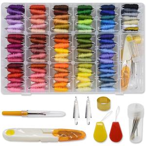 Embroidery Floss Thread Kit 100 Cotton Floss Bobbins and Cross Stitch Kit Bracelets Floss Crafts Floss (96 Color)