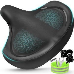 Bicycle Seat, Bike Seat for Women Men Extra Comfort Wide, Oversized Comfortable Seats Saddle for Peloton Bikes, Fit for Exercise Bikes, Electric Bikes, Mountain Bikes, Cruiser Bikes (Black)