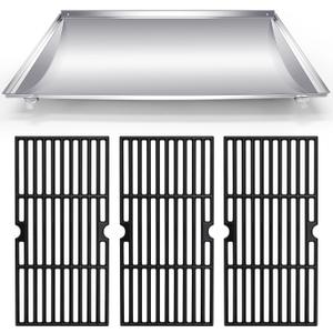 Hiorucet Stainless Steel G517-6600-W1 Trough & Grill Grates for Charbroil 463250512, 463250511, 466250511, Heat Plate Drip Pan, Cooking Grid for Charbroil Tru Infrared 3 Burner Grill Replacement Parts