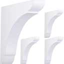 4 Pcs Wood Corbels Shelf Brackets for Countertop 6" L x 6" W x 1.18" T Natural Rubber Wood with Hanging Hook for Bookshelves Kitchen Cabinets Bar Shelving (White)