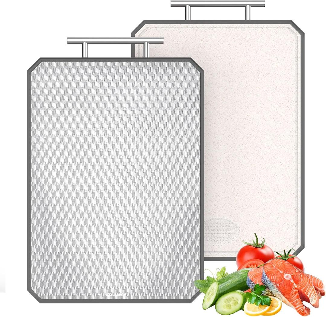 Callsky Cutting Board for Kitchen, Non Toxic Titanium Cutting Board, Double-Sided Metal Chopping Board with Juice Groove, Cutting Boards for Meat, Vegetables and Fruits, Dishwasher Safe Large 1611