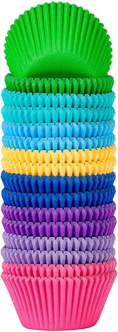 Standard Cupcake Liners Muffin Wrappers Rainbow Bright Baking Cups Paper, 400 Pack
