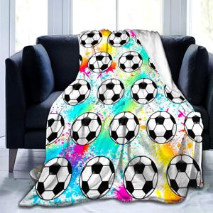 Soccer Blanket Throw Soccer Ball Blankets Soft Lightweight Flannel Warm Cozy Football Blanket Gifts for Sport Fans Kids Adults 80"X60" (Color2)