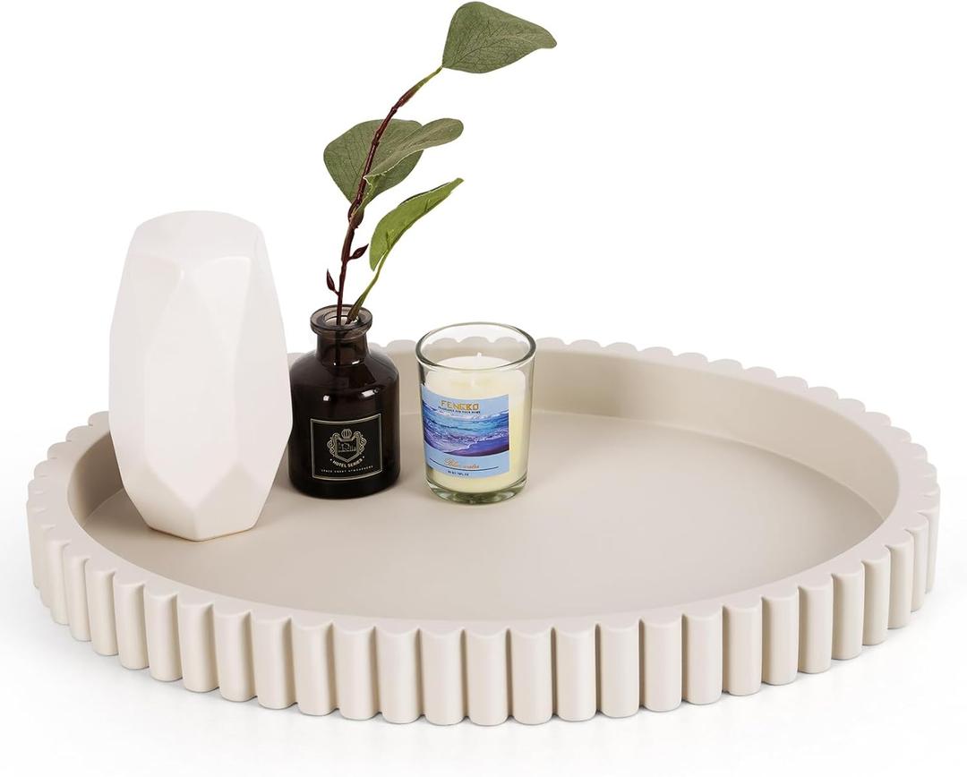 Oval Tray for Coffee Table Decor, 15" Concrete Tray, Table Centerpieces Decorative Trays for Home Decor, Modern Decorative Trays for Coffee Tables, Centerpiece Trays, Gray