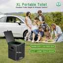 Portable Toilet Kit with Pop-Up Privacy Tent, All-in-One Outdoor Bathroom & Changing Room with Camping Toilet Seat, Waste Bags, LED Light for Camping, RV, Road Trip (Toilet with Green Tent)