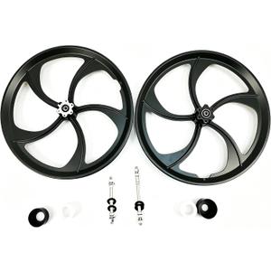 20" Bicycle Wheel Magnesium Rim Set, One-Piece Bike Wheels 5 Spoke Rim