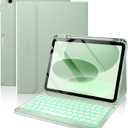 typecase Folio Keyboard Case for iPad 10th Gen 10.9 inch (2022) and iPad 11th (A16, 2025), Magnetic Wireless Detachable Keyboard, 7-Color Backlight, Thin & Light, Pencil Holder  Matcha Green