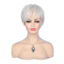 Short Cream White Wigs for Women Synthetic Natural Party Cosplay Pixie Wig with Wig Cap