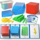 Base Ten Blocks with Place Value Chart - Math Manipulatives for Kids.Counting Blocks for Math to Help Educate Kindergarten Teachers.