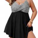 Hanna Nikole Women Plus Size One Piece Swim Dress Tummy Control Swimsuits Twist Front Bathing Suit Body Shaping Swimwear