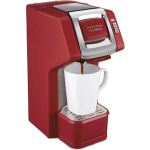 Hamilton Beach 49945 FlexBrew Single-Serve Coffee Maker Compatible with Pod Packs and Grounds, 1 Cup, Red