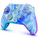 Wireless Switch Controllers for Nitendo Switch/OLED/Lite, 1200mAh Switch Pro Controller with 10 Color Light Modes, Rechargeable Switch Turbo Control with Vibration, 6-Axis Gyro, Turbo, Wake Up (Tie-dye Blue)