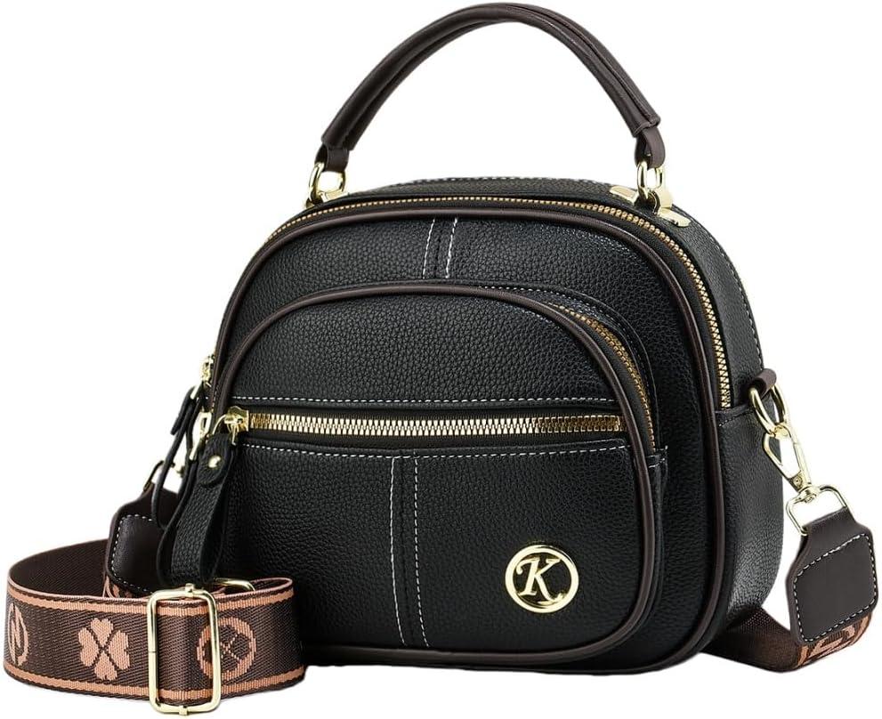 Vintage Crossbody Bag for Women Multifunctional Tote with Compartment Adjustable Wide Shoulder Strap Classic Saddle Bag Purse