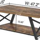 EXCEFUR Modern Coffee Table, Wood and Metal Living Room Center Table with Storage Shelf, Industrial Rectangle Cocktail Tea Table, Rustic Brown, 47 Inch