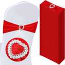 VitalCozy 50 Pcs Spandex Chair Sashes with Heart Shaped Buckle Slider Stretch Chair Cover Band Universal Elastic Chair Ties for Wedding Banquet Event Party Decoration(Red)