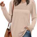 2 x WIHOLL Long Sleeve Shirts for Women Crewneck Tops Tunic Fall Winter Sweatshirts 2025 Clothes (Beige, XL)