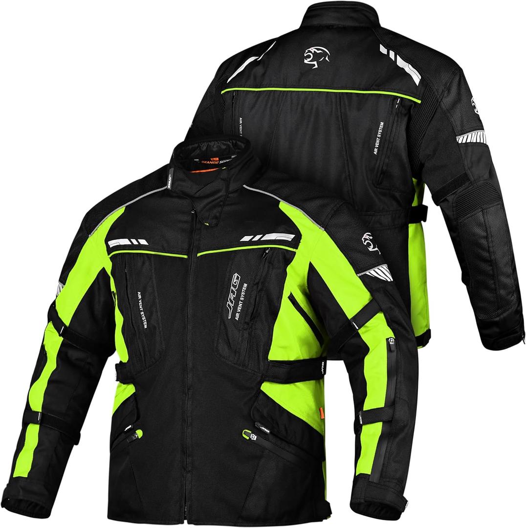 J.A.G. Touring Motorcycle Jacket for Men, Dual Sports Water Resistant Adventure Riding Jacket with Cordura Fabric & CE Armor XL