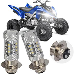 2Pcs 80W Super White LED Bulbs P15D H6M for ATVS YFM350 400 450 660 700 Raptor Blaster 200 350 YFZ 450 TRX 400EX LTZ400