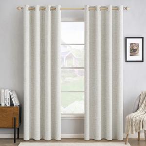 MIULEE 100% Blackout Linen Curtains for Bedroom 52x84 Inches Light Beige | Room Darkening, Light Blocking, Thermal Insulated, Grommet Top, Linen Textured, Window Curtains for Living Room, 2 Panels