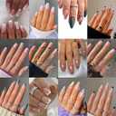 3 x 12packs(288Pcs) Press on Nails - OPkssnails French Tip Press on Nails Short Almond And Square Medium Nails,Reusable Press On Nails Kit with Nail Glue for Women