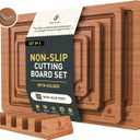 Bamboo Cutting Board Set Non Slip Feet with Holder Over Sink Father Day Dad Parents Papa Stepdad Pappy Poppy Pawpaw Who Want Nothing Everything Future Groom Bride Christmas Happy Birthday Gifts Ideal (Brown, 3 Pcs)