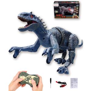 Big Remote Control Indominus Rex Dinosaur Toys for Kids, Realistic Large Walking Dino, Auto-Chomping Jaw with Smoke-Blowing & Roaring Sounds, Birthday Boys Aged 6+