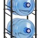 OYEAL 5 Gallon Water Bottle Jug Holder 3-Tier Water Bottle Holder Organizer with Top Shelf, Heavy Duty Water Dispenser Stand Rack for Kitchen Living Room Office, Rustic Brown