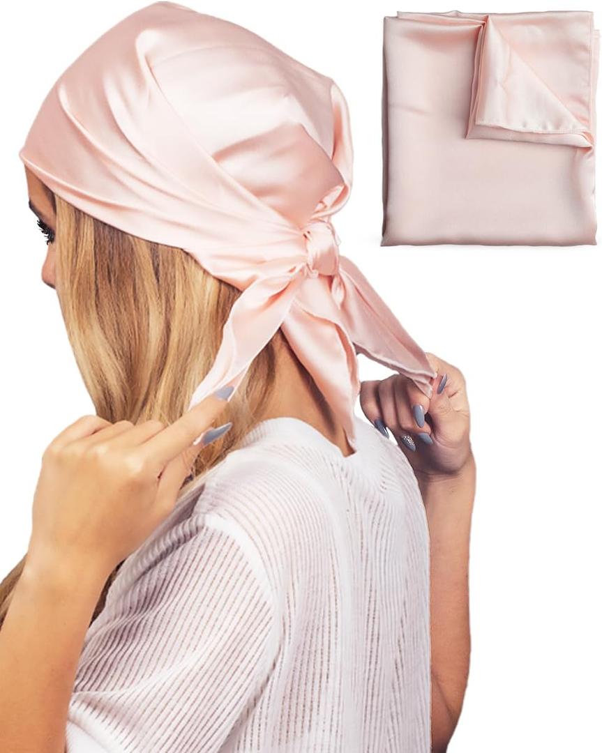 Kitsch Satin Head Scarf - Multi-Way Scarf - Stylish Bandana for Women, Satin Bonnet for Sleeping & Hair Wrapping at Night - Blush