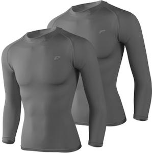 Mens 2-Pack Long Sleeve Sun Protection Cooling Shirts with UPF 50+, Quick Dry for Fitness Running & Outdoor Activity (Medium, Grey)