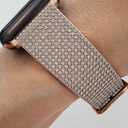 DSAAplus Bling Leather Band For Apple Watch Band 41/40/38/44/45/46/49/42mm for iWatch Series 10 9 8 7 6 5 4 3 Ultra SE (rose gold+rose gold buckle)