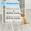 Pet Gate - 4-Panel Indoor Foldable Dog Fence for Stairs, Hallways or Doorways - 72x24-Inch Retractable Wood Freestanding Dog Gates by PETMAKER (White)