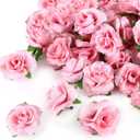 Kesoto 50pcs Pink Roses Artificial Flowers Bulk, 1.6" Small Silk Fake Roses Flower Heads for Decoration, Crafts, Wedding Centerpieces Bridal Shower Party Home Decor