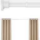 Heavy Duty Tension Curtain Rod by EZFurni, 63 to 160 Inches, Anti-Slip Spring Loaded Curtain Rods No Drilling, Apartment Renter Friendly Tension Rods for Windows, Bathroom, Patio, Room Divider, White