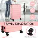 AnyZip Luggage PC ABS Hardside Lightweight Suitcase with 4 Universal Wheels TSA Lock Checked-Medium 24 Inch Pink