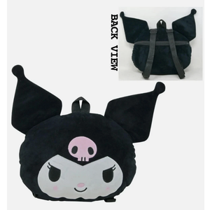 Kuromi Head Shaped Plush Backpack 10x13"