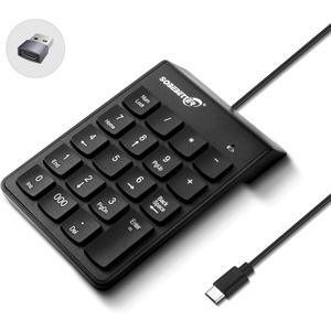 Type C Number Pad, USB Numeric Keypad 19 Keys Plug & Play Financial Accounting Numpad Office Home Portable Mini Keypad Slim Number Keyboard for Laptop Phone PC Tablet Notebook (Black)