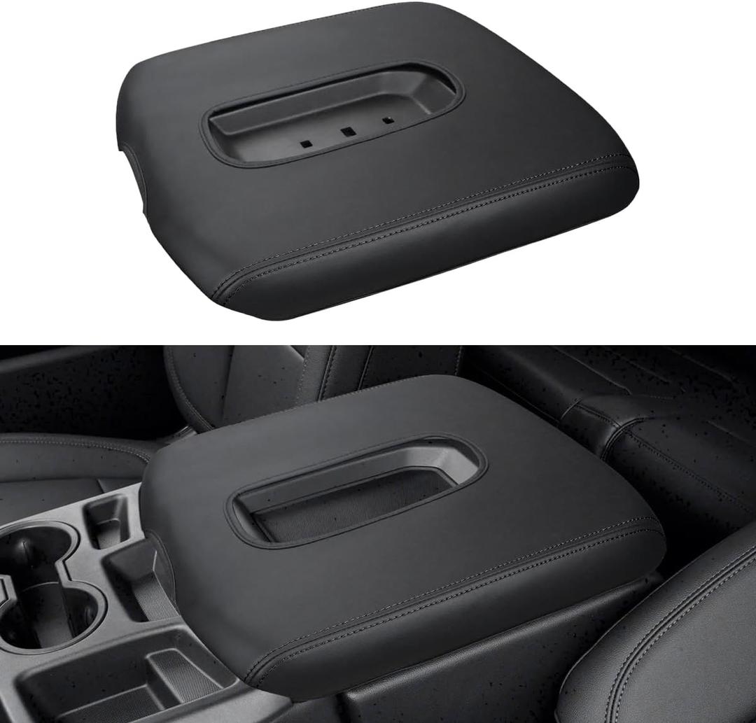 INTGET Center Console Armrest Cover for 2026 Chevy Silverado & GMC Sierra 2019 2020 2021 2022 2023 2024 2025, Center Console Lid, Arm Rest Box Protector (Black Stitches, Jump Seat 2019-2025)