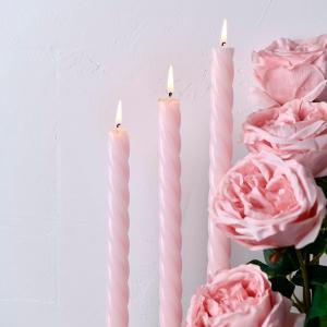 Pink Spiral Taper Candles,10 Inch Baby Pink Unscented Dripless Long Burning Time Glossy Candlesticks for Dinner Party, Wedding Shower and Home Decoration (Light Pink)